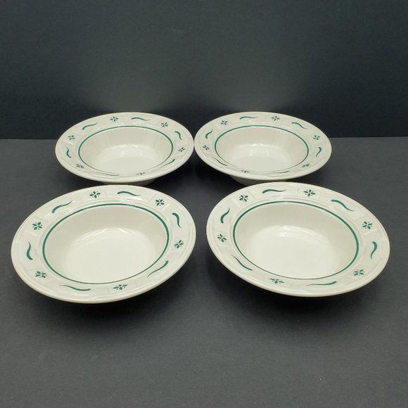 Longaberger Woven Traditions Heritage Green Rim Fruit Dessert Sauce Soup Bowls - Picture 7 of 8